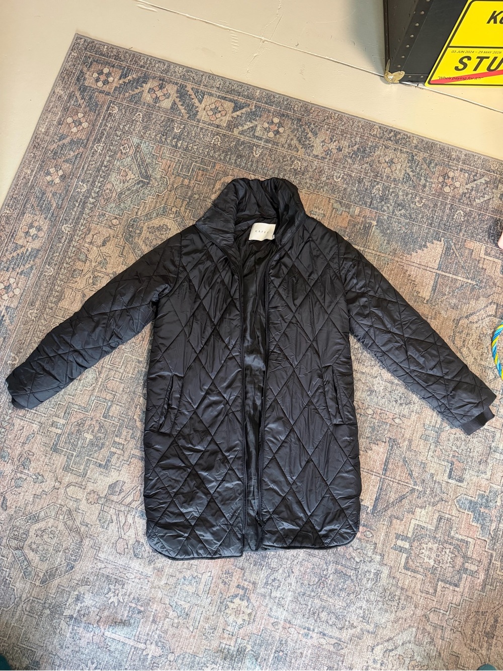 Black Quilted Long Jacket - Kaffe
